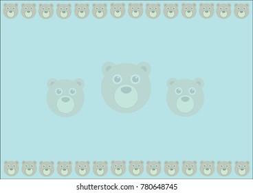 Cute bear face on Blue pastel background vector illustration , Pastel background.
