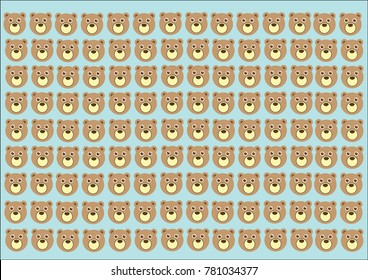 Cute bear face on Blue pastel background vector illustration , Pastel background.