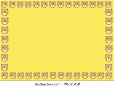 Cute bear face on pastel background , vector illustration.