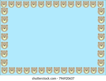 Cute bear face on pastel background , vector illustration.