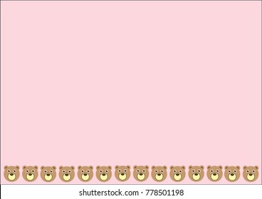 Cute bear face on pink pastel background vector illustration , Pastel background.