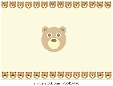 
Cute bear face on pink pastel background vector illustration , bears frame with pink empty space in middle., Pastel background.