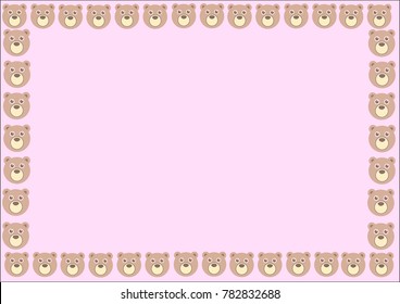 Cute bear face on pink pastel background vector illustration , Pastel background.