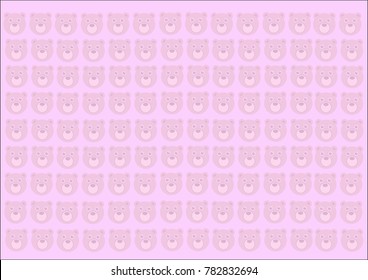 Cute bear face on pink pastel background vector illustration , Pastel background.