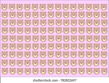Cute bear face on pink pastel background vector illustration , Pastel background.