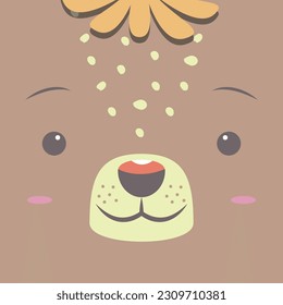 Cara de oso lindo con ilustración de vector de sonrisa.