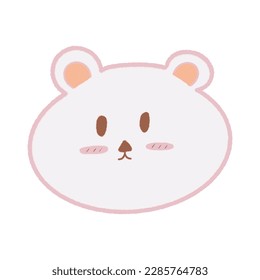 Cute Bear Face Vector Flat Icon