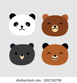 Cute Bear Face Vector Icon