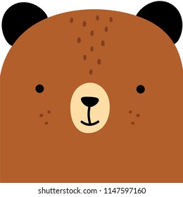 Cute Bear Face, Vector illustration