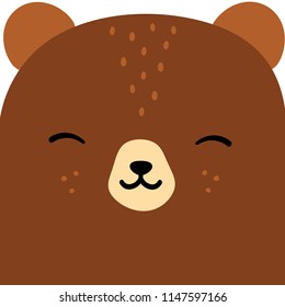 Cute Bear Face, Vector illustration