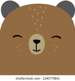 Cute Bear Face, Vector illustration