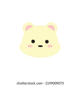 Cute bear face vector illustration on white background.Elements for design greeting cards, birthday, cartoon, celebrations, animal, pet.