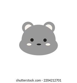Cute bear face vector illustration on white background.Elements for design greeting cards, birthday, cartoon, celebrations, animal, pet.