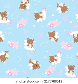 Cute bear fairy seamless pattern
