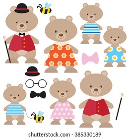 Cute Bear Family Vector Illustration