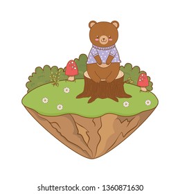 cute bear in the field woodland character