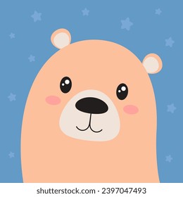 cute bear in flat design, vector illustration isolated on white background, scandinavian cartoon style, concept for children print