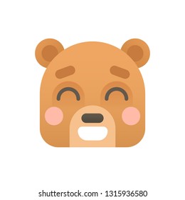 Cute Bear Flat Logo Icon Portrait