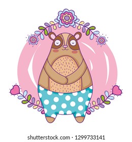 cute bear with floral decoration