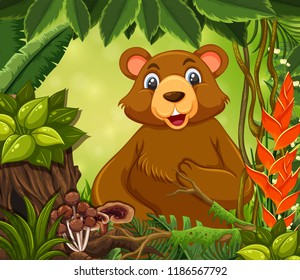 Ein süßer Bär in der Waldgrafik