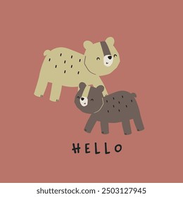 Cute bear fox hedgehog deer forest animals tree mushroom cute woodland animals design for kids market as vector
