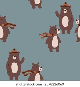 Cute bear, fox , squirrel,  forest animals tree mushroom cute woodland animals design for kids market as vector