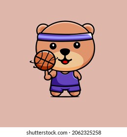 cute bear freestyle basketball vector design