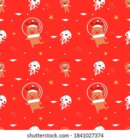 cute bear and friend diving in the sea seamless pattern vector.chrisrmas seamless pattern