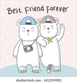 cute bear friendship hand drawn, for all needs