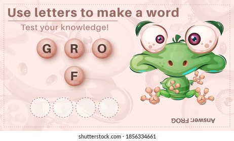 Cute bear - game for kids, make a word from letters. Vector eps 10