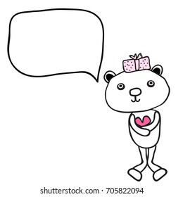 cute bear with gift and  speech  bubble vector eps.10