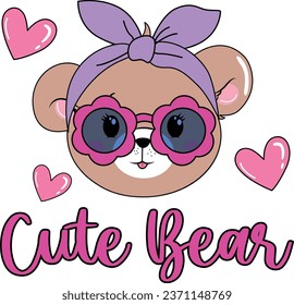 cute bear glasses girl pretty