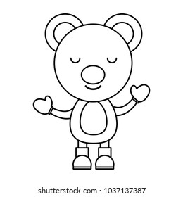 cute bear with gloves and boots over white background, christmas animals concept. vector illustration