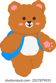 Urso bonito Ir para a ilustração da escola