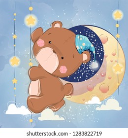 Cute Bear is Going to Sleep