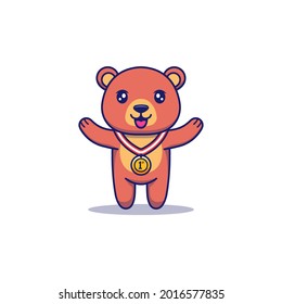 Cute bear got the first medal