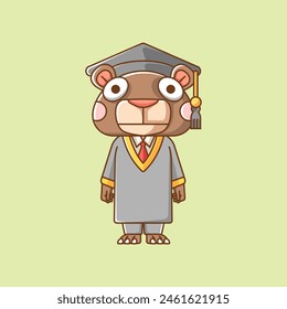 Cute bear graduation animal kawaii chibi character mascot illustration outline style design set