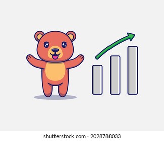 Cute bear with graph up sign