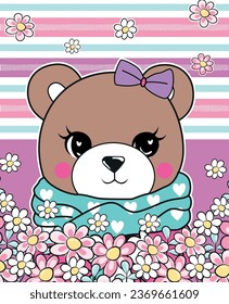 cute bear graphic tees for girl design  happy