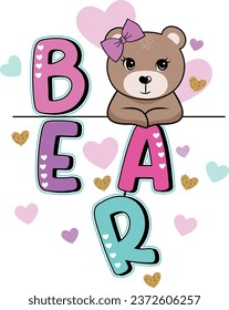 cute bear graphic tees for girl design