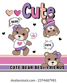 cute bear graphic tees for girl design