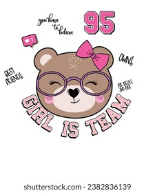 cute bear graphic tees for girl