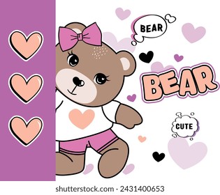 cute bear graphic tees for girl design