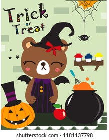 cute bear halloween vector set