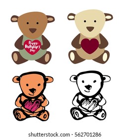 Cute bear hand drawn  illustration with romantic quote. Hand lettering design