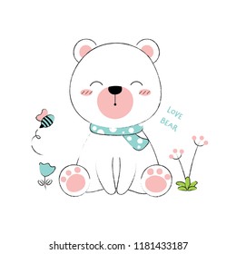 Cute bear hand drawn style. Vector illustration design.