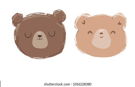 Cute Bear, Hand Drawn Teddy Bear Vector Illustration. 