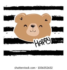 Cute Bear, Hand Drawn Vector Illustration Teddy Bear