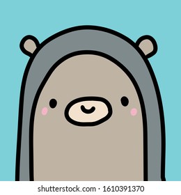 Cute bear hand drawn vector illustration logo monster in cartoon comic style avatar