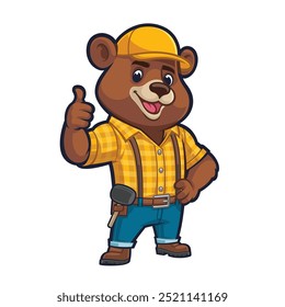 Cute Bear Handyman Mascot Design for Flooring Company